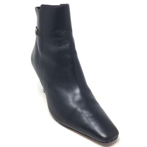 Coach Rebecca Women's Size 7B Black Leather Buckle Kitten Heel Inner Zip Booties - Picture 1 of 8